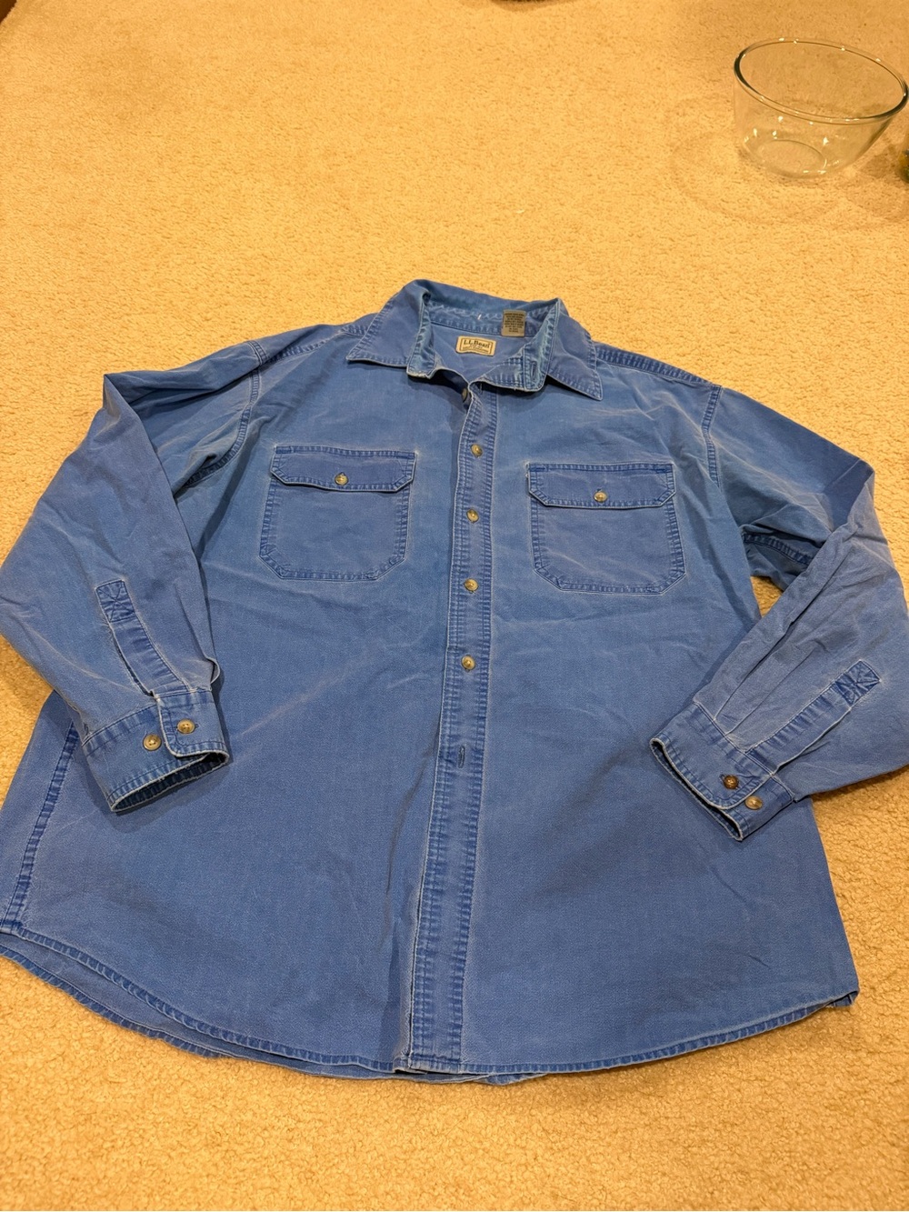 L.L. Bean soft denim Blue Long-Sleeve Button-Down Work Shirt